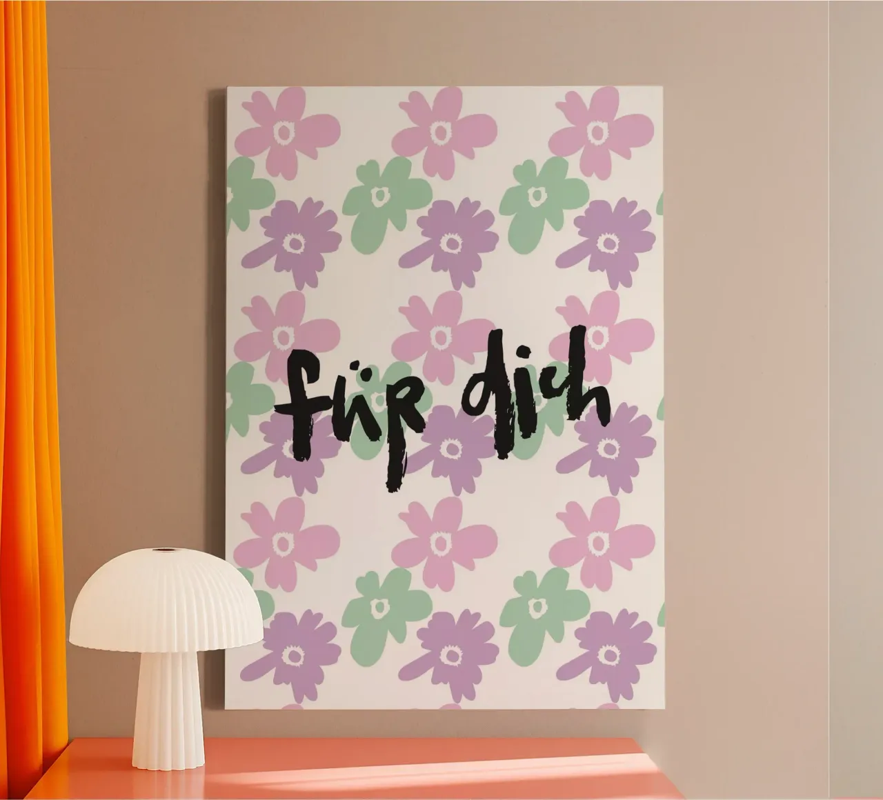 Per voi - Tipografia con fiori tela con Cornice a cassetta da Brushmeetspaper