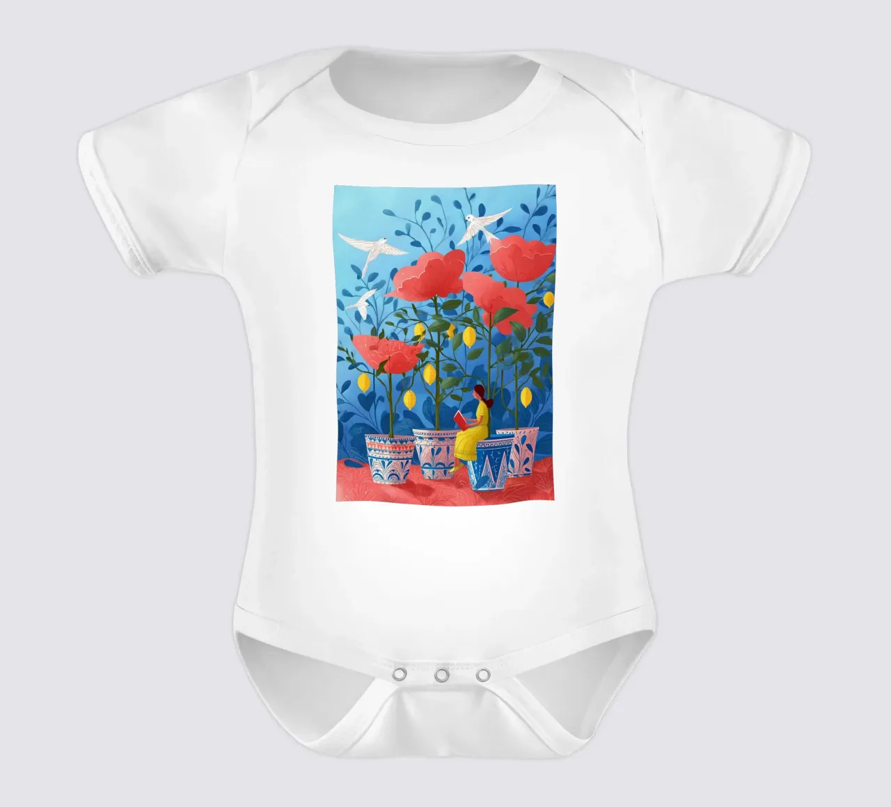 Lemon Bloom body neonato maniche corte da Clara August