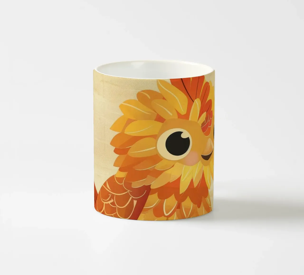 Grazioso uccello appollaiato su un ramo con foglie autunnali tazza in ceramica da DesignDoodle
