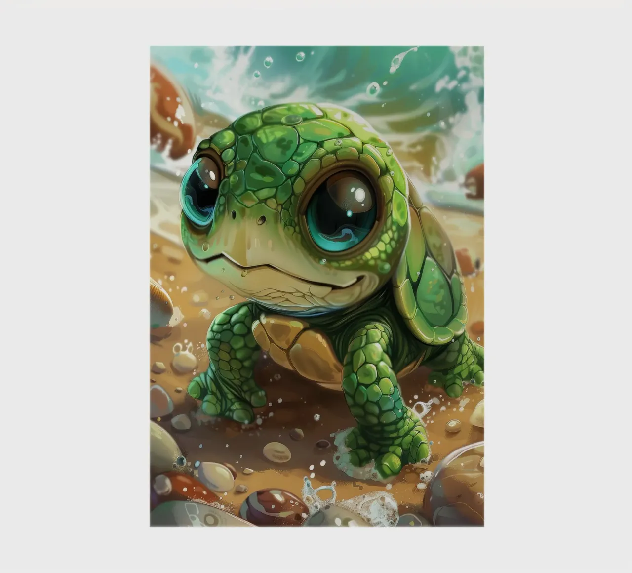 Tortue verte sortant de l'eau sur une plage de sable carnet de notes de DesignDoodle