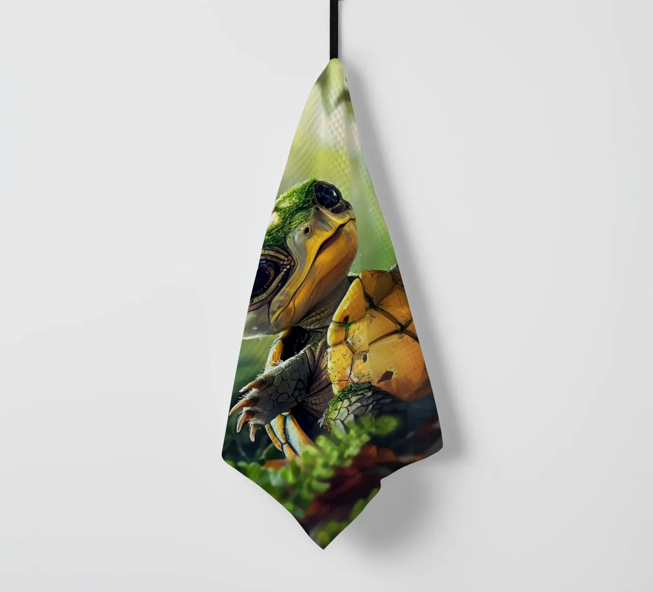 Un tenero cucciolo di tartaruga esplora l'habitat di una foresta verde e rigogliosa canovaccio da cucina da DesignDoodle
