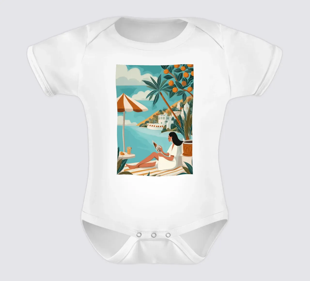 Mediterranean Citrus Coast I body neonato maniche corte da Clara August
