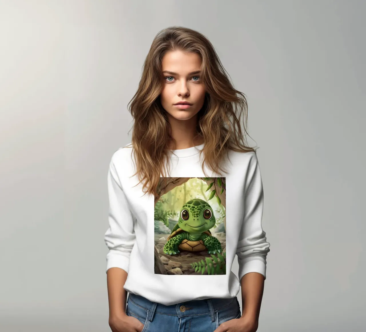 Tortue émergeant d'un terrier rocheux dans une forêt luxuriante sweat de DesignDoodle
