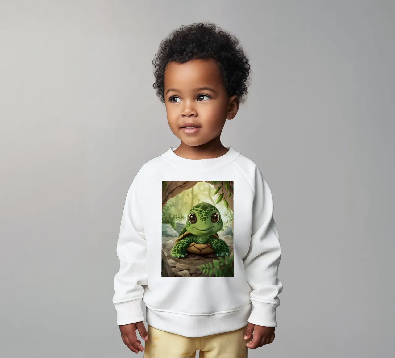 Tortue émergeant d'un terrier rocheux dans une forêt luxuriante sweat pour bébé de DesignDoodle