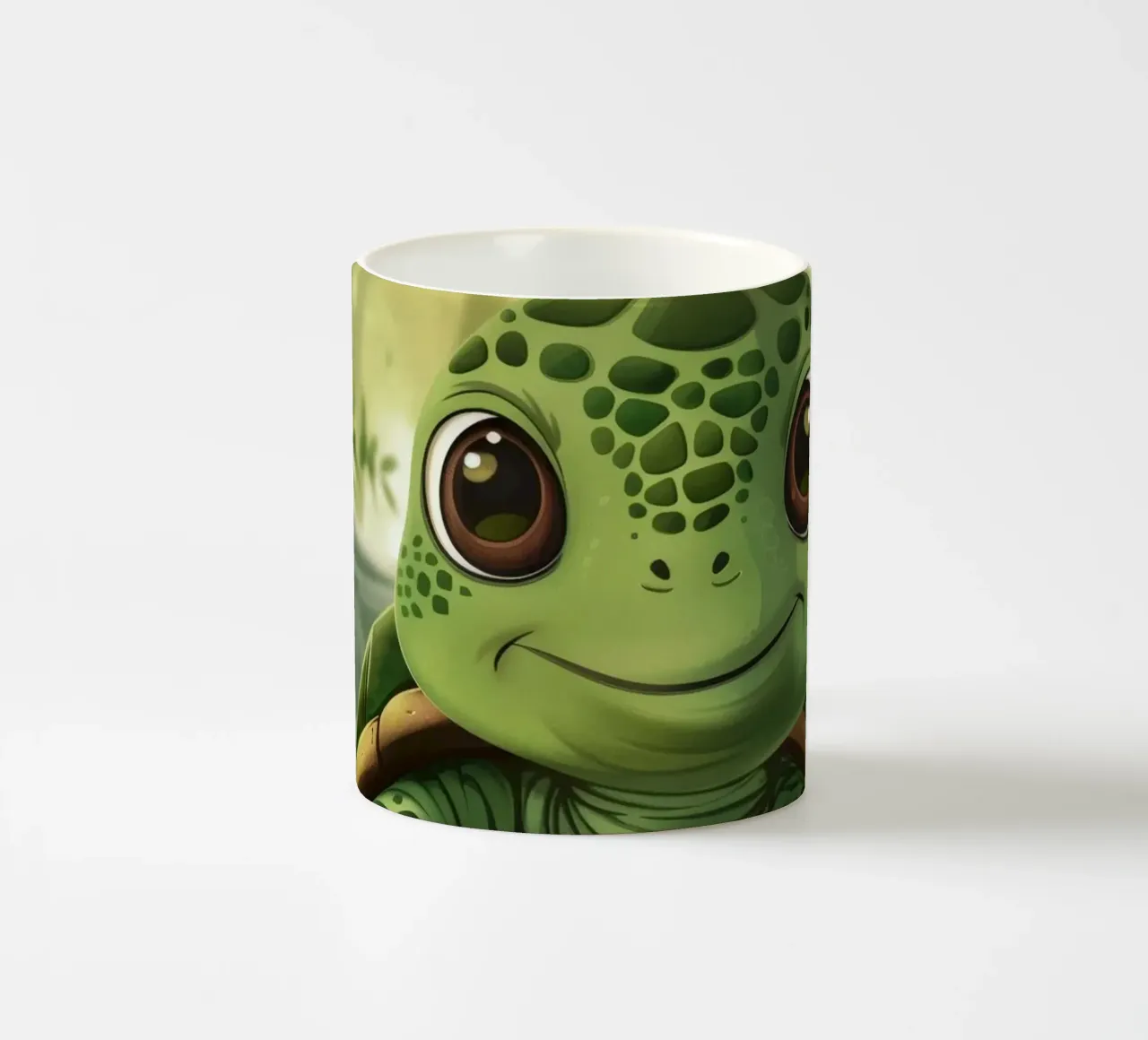 Tortue émergeant d'un terrier rocheux dans une forêt luxuriante mug en céramique de DesignDoodle