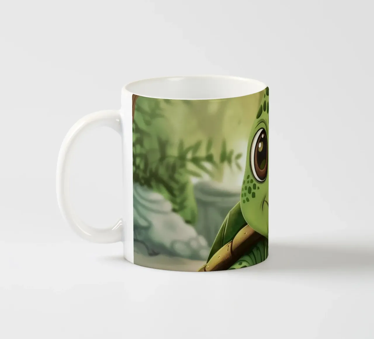 Tortue émergeant d'un terrier rocheux dans une forêt luxuriante mug en céramique de DesignDoodle