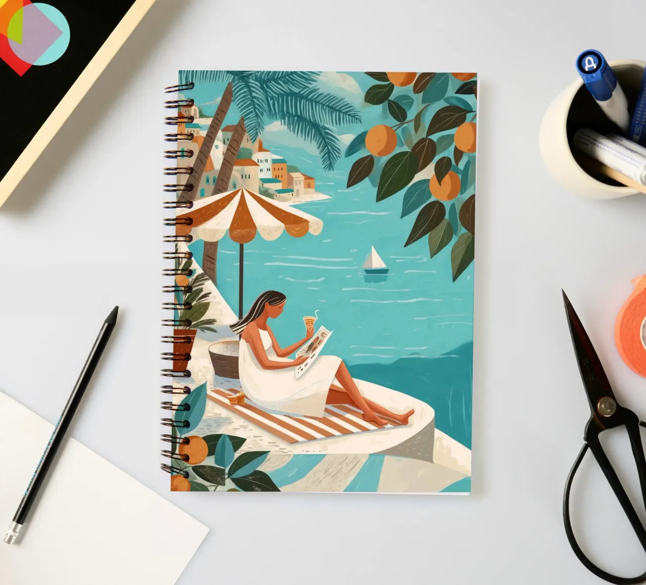 Mediterranean Citrus Coast II spiral notebook by Clara August
