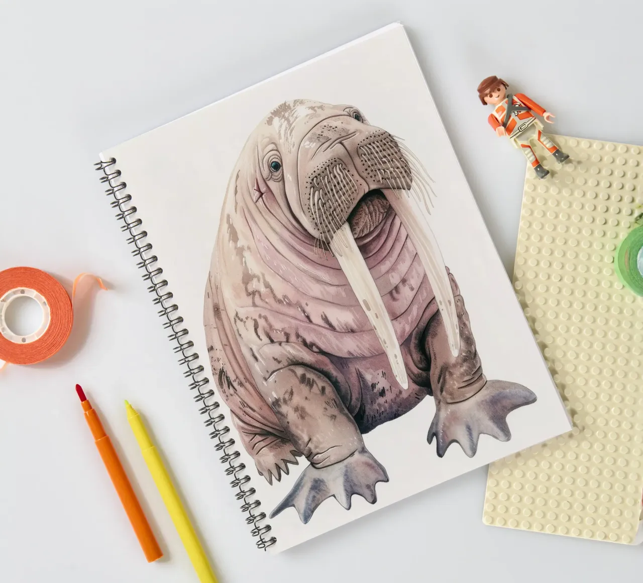 walrus showcasing its large tusks and unique features spiral notebook by DesignDoodle