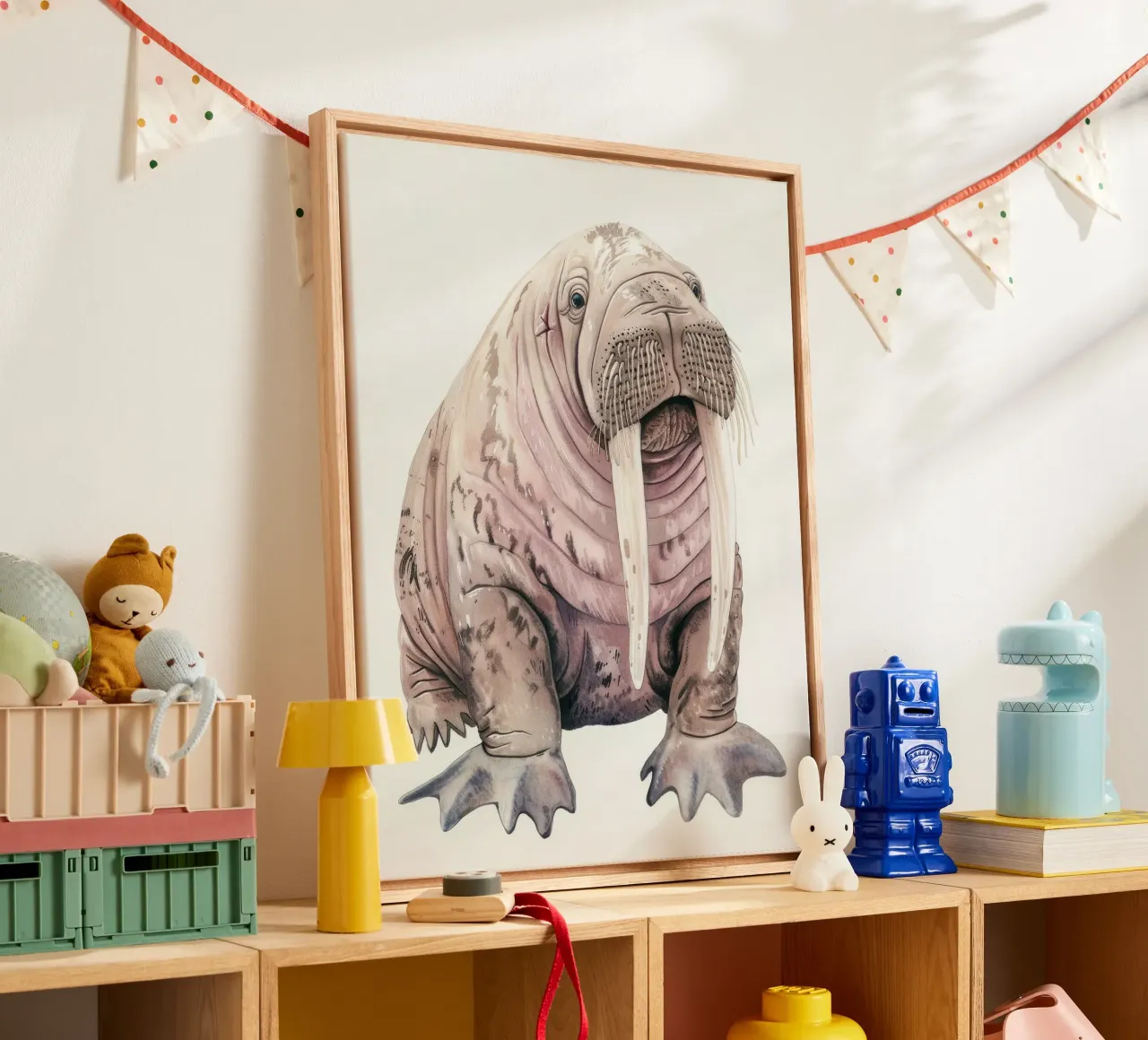 walrus showcasing its large tusks and unique features canvas by DesignDoodle