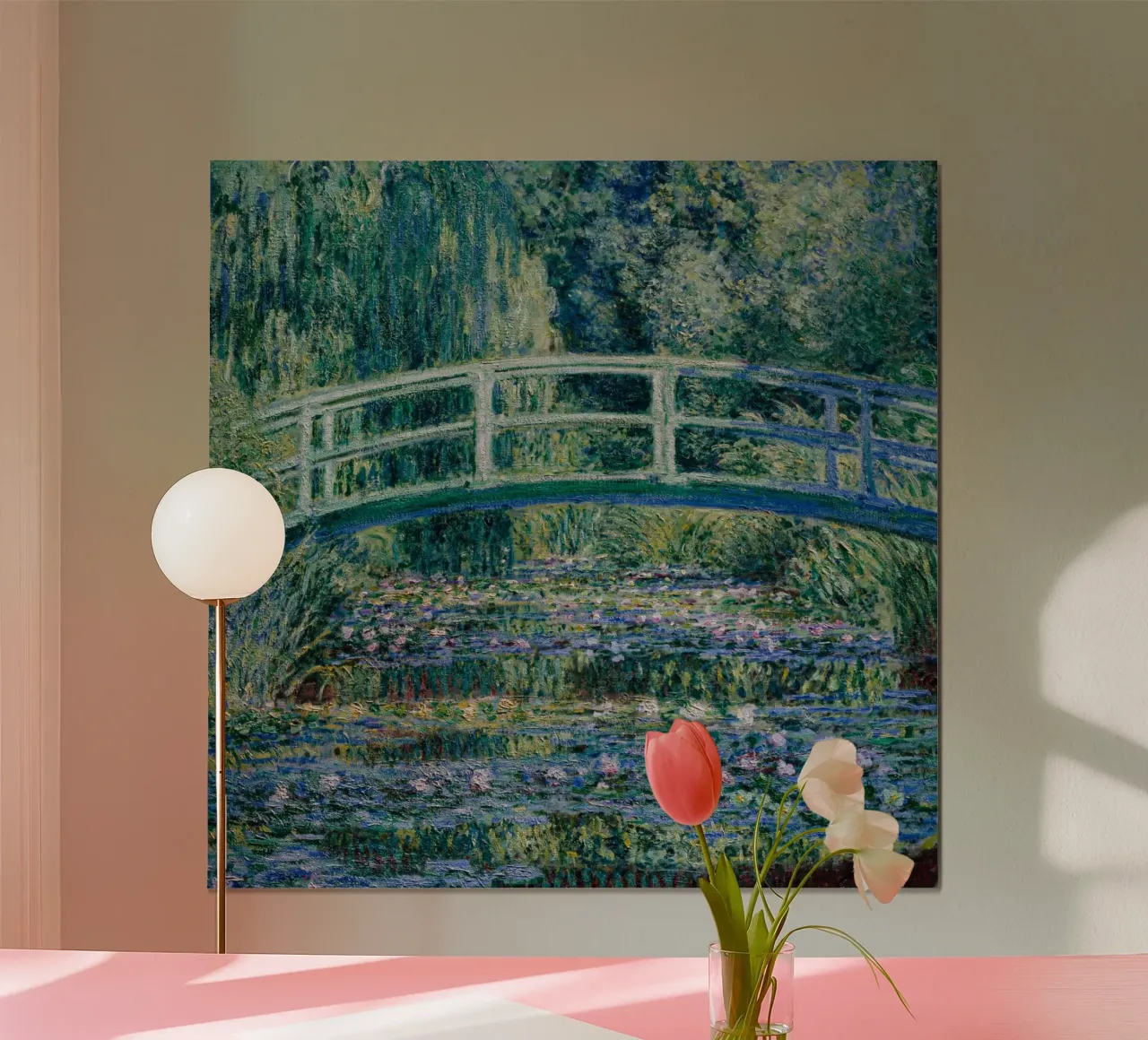 Bridge Over A Pond Of Water lilies carta hahnemühle da carolcrawofficialdesign