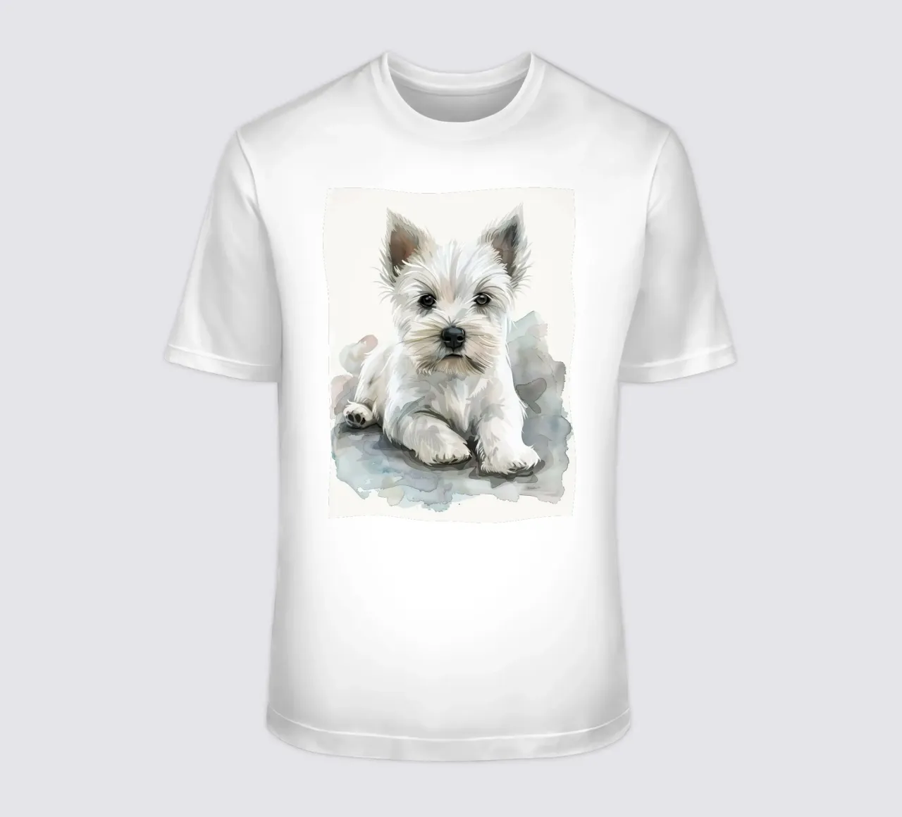 Mignon chiot blanc couché sur une surface douce et détendue t-shirt de DesignDoodle