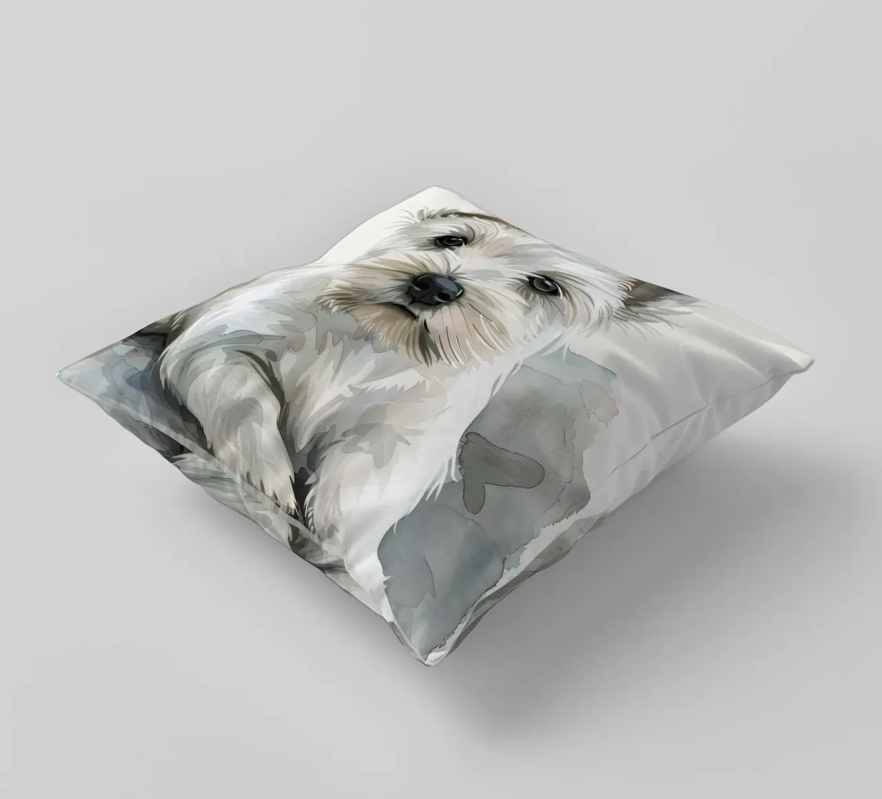 Mignon chiot blanc couché sur une surface douce et détendue coussin de DesignDoodle
