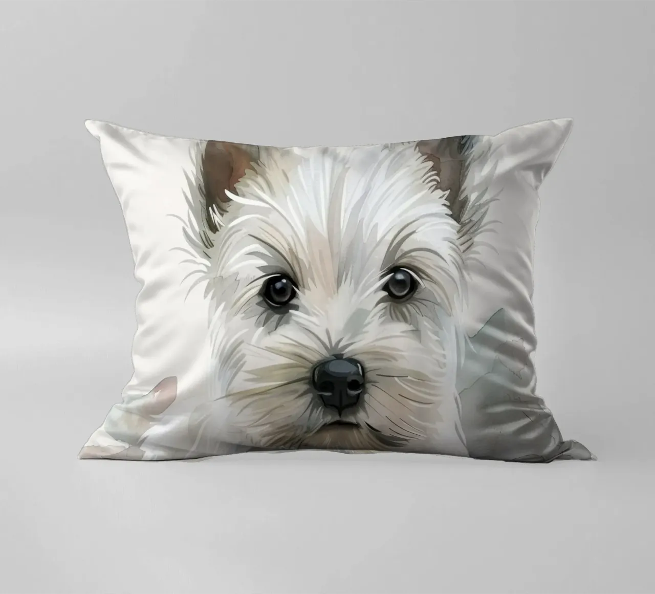 Mignon chiot blanc couché sur une surface douce et détendue coussin de DesignDoodle