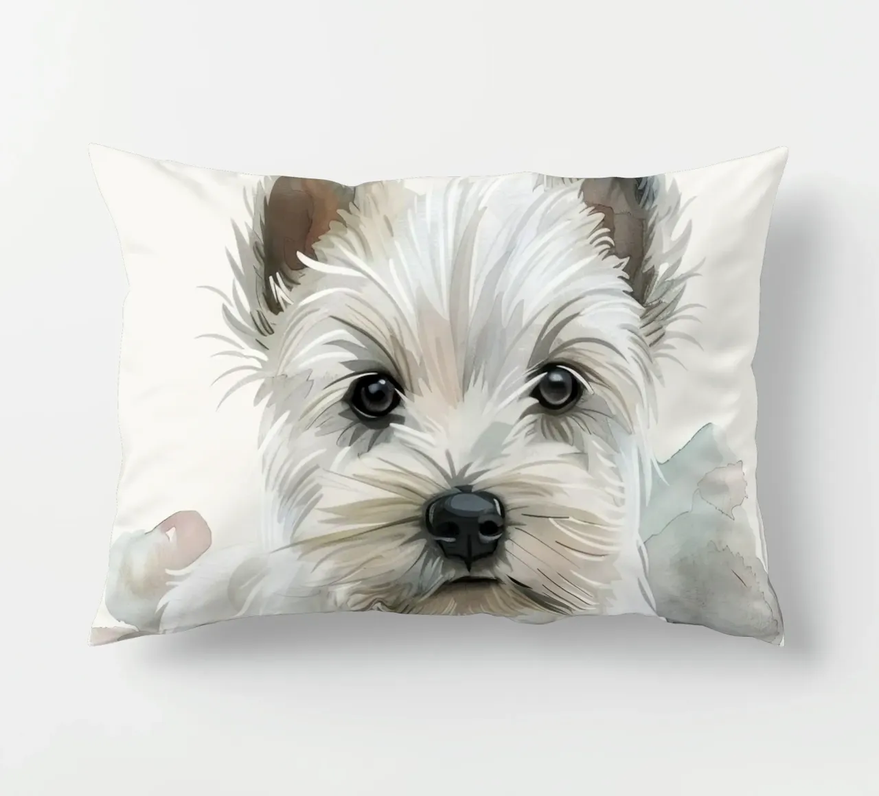 Mignon chiot blanc couché sur une surface douce et détendue coussin de DesignDoodle