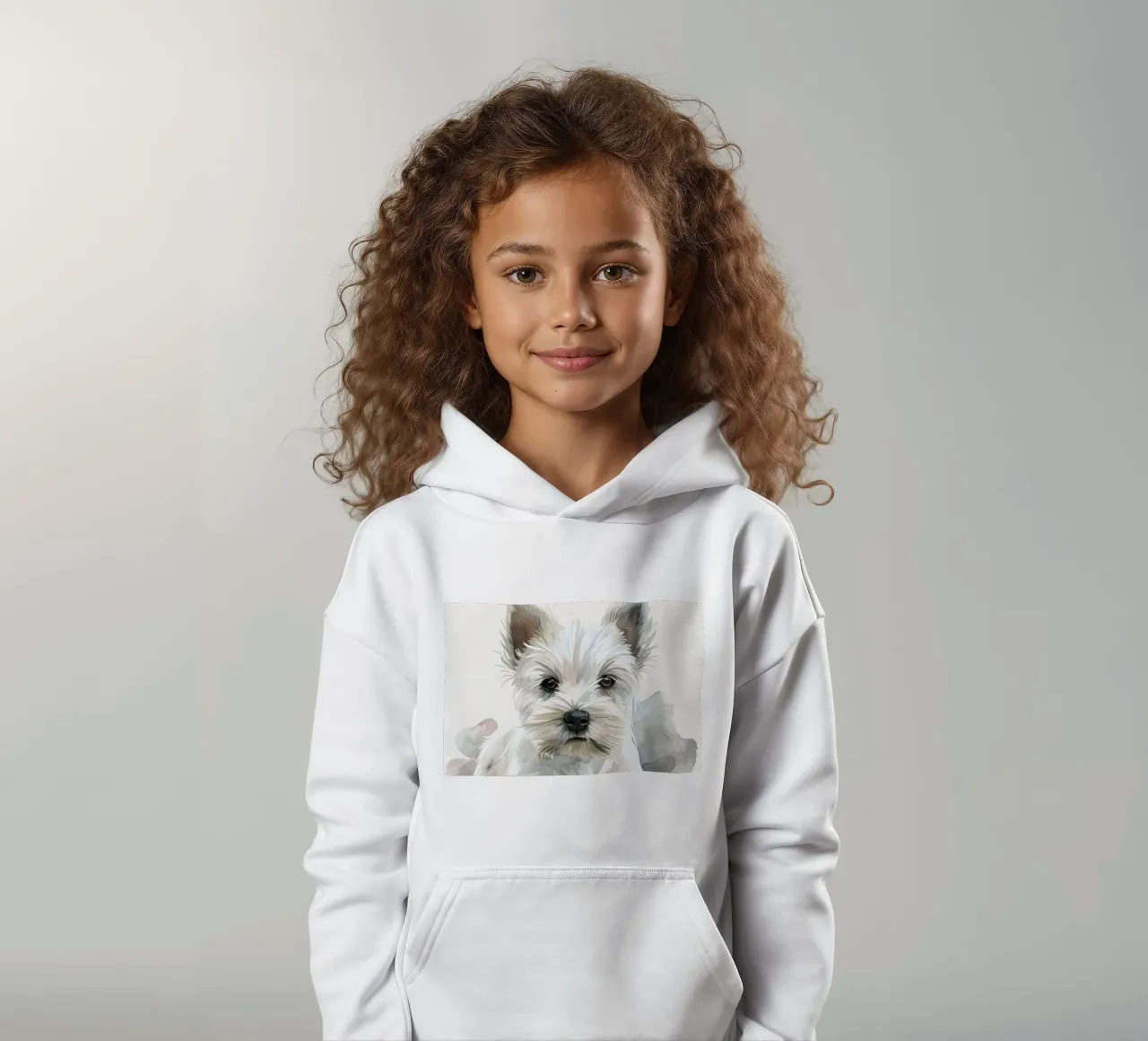 Mignon chiot blanc couché sur une surface douce et détendue sweat à capuche enfant de DesignDoodle