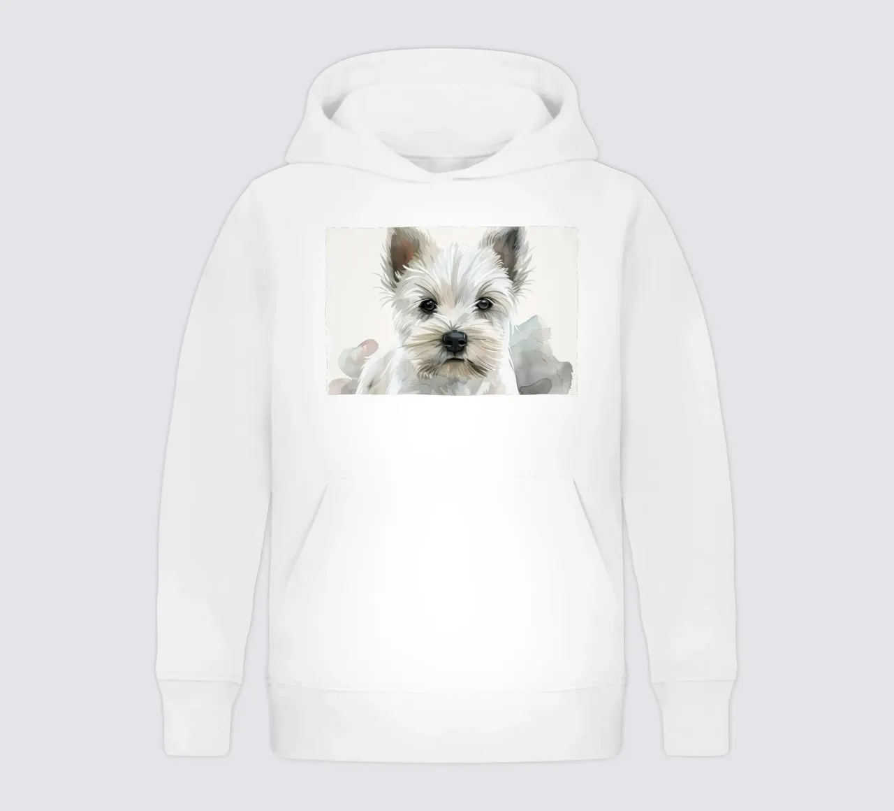 Mignon chiot blanc couché sur une surface douce et détendue sweat à capuche enfant de DesignDoodle