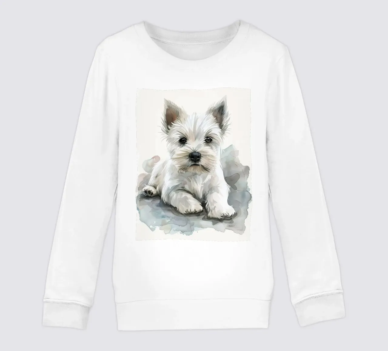 Mignon chiot blanc couché sur une surface douce et détendue sweat enfant de DesignDoodle