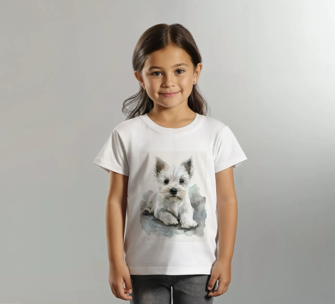 Mignon chiot blanc couché sur une surface douce et détendue t-shirt enfant de DesignDoodle