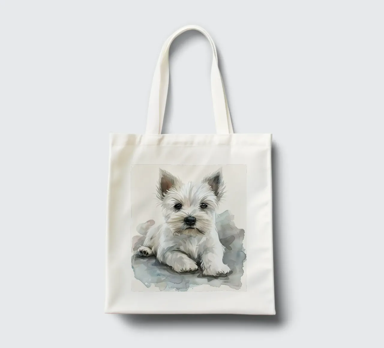 Mignon chiot blanc couché sur une surface douce et détendue tote bag de DesignDoodle