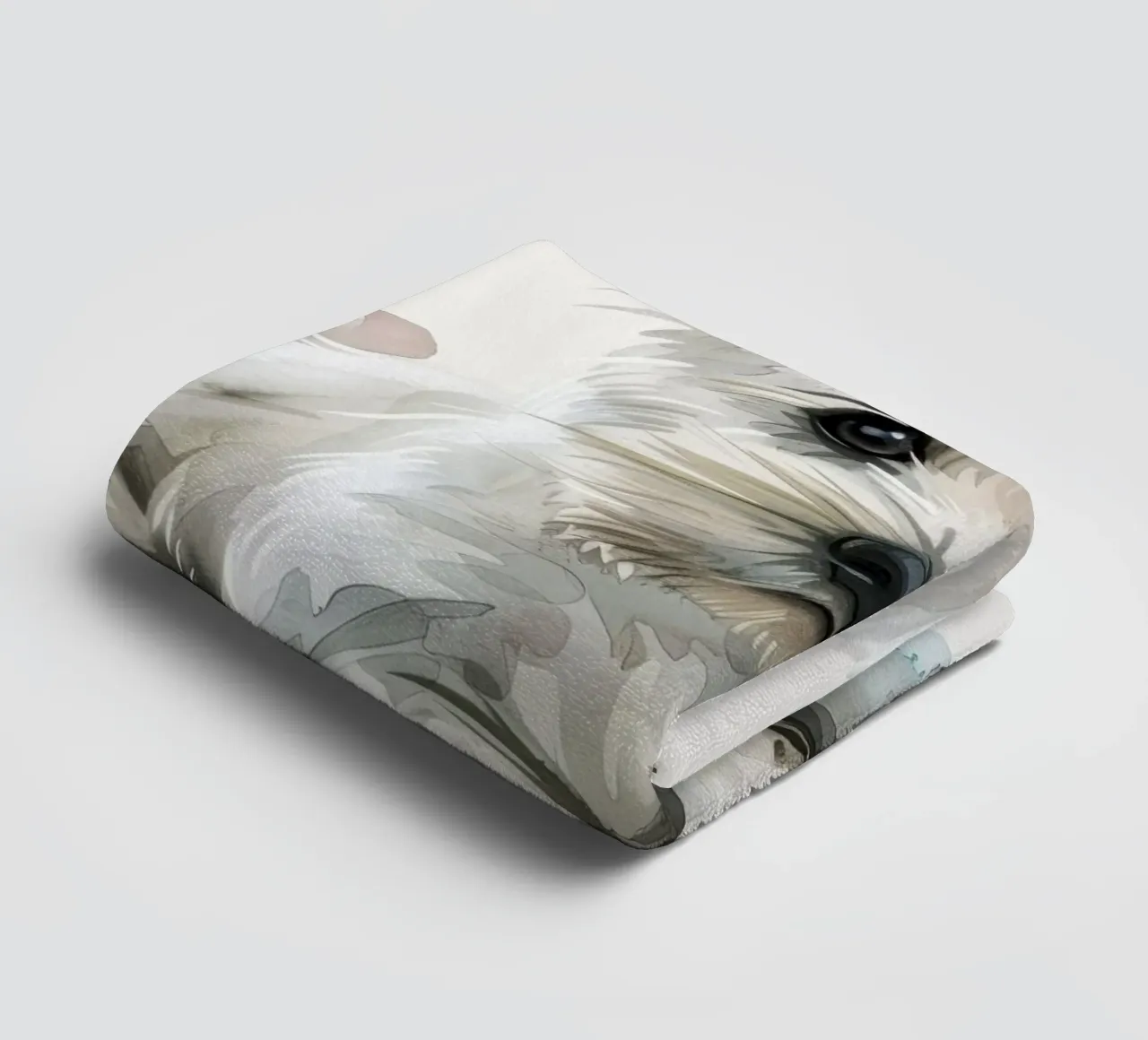 Mignon chiot blanc couché sur une surface douce et détendue serviette de bain de DesignDoodle