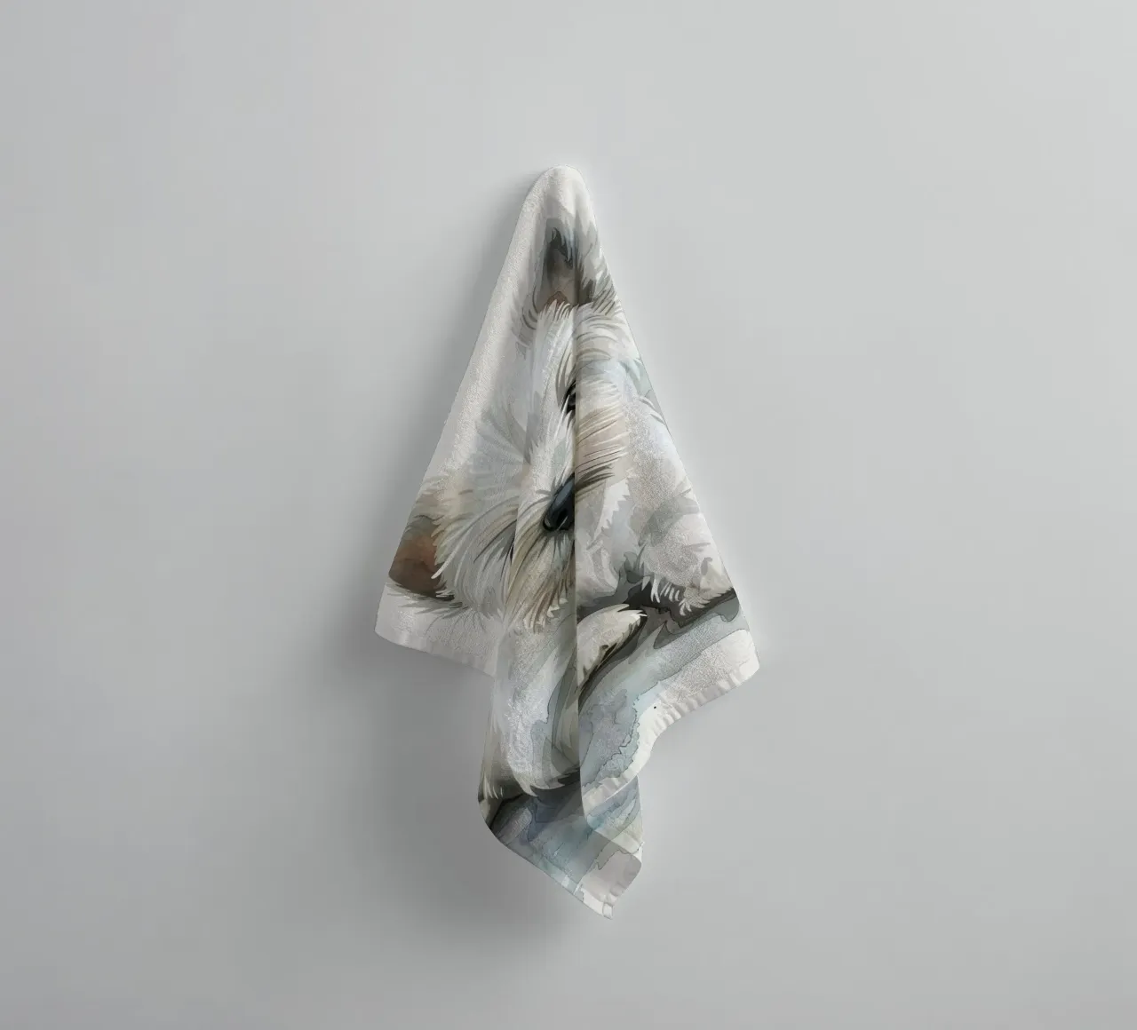 Mignon chiot blanc couché sur une surface douce et détendue serviette de bain de DesignDoodle