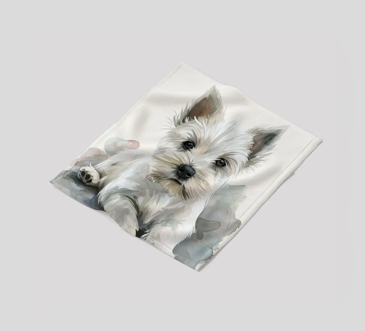 Mignon chiot blanc couché sur une surface douce et détendue plaid polaire de DesignDoodle