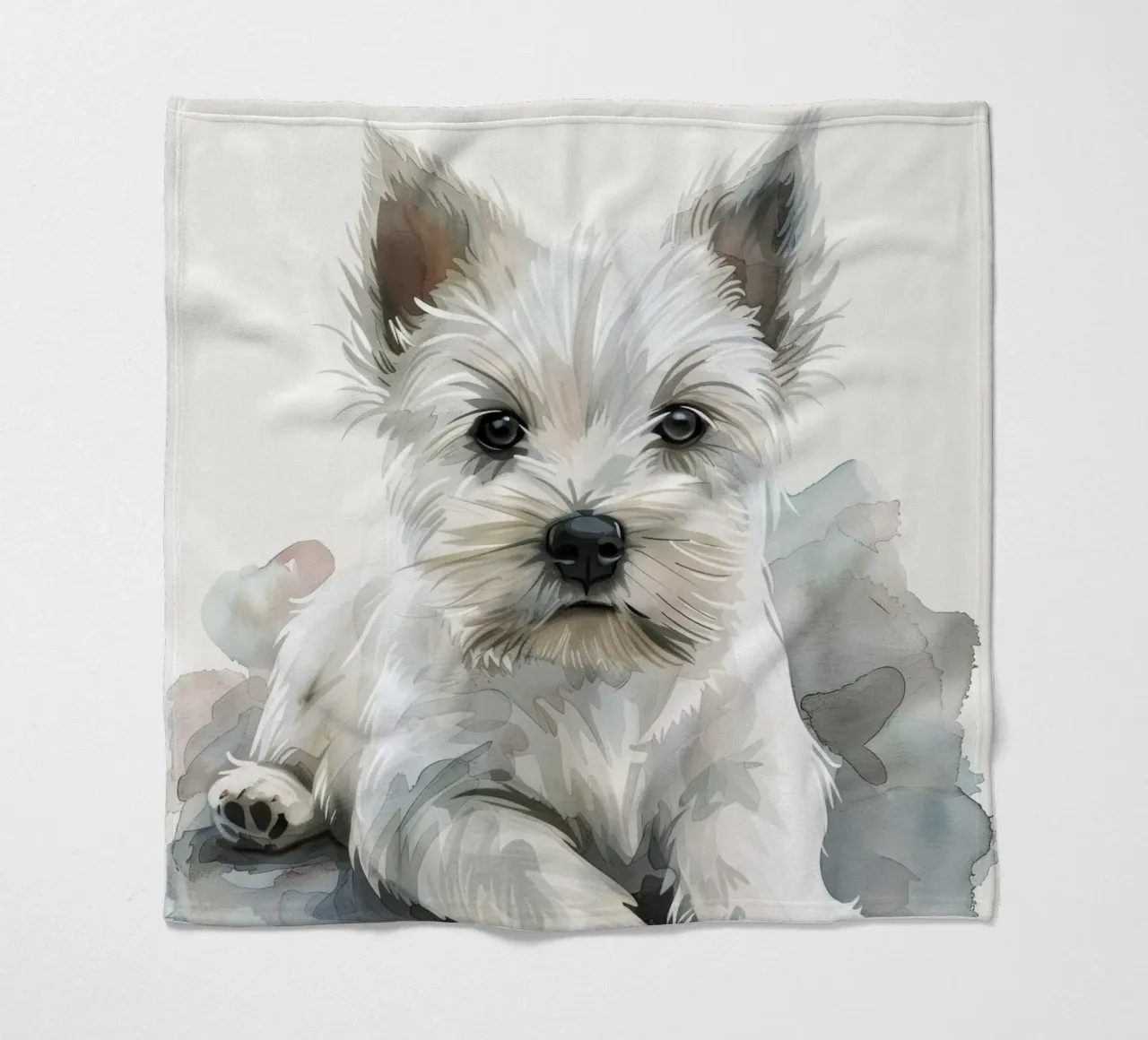 Mignon chiot blanc couché sur une surface douce et détendue plaid polaire de DesignDoodle