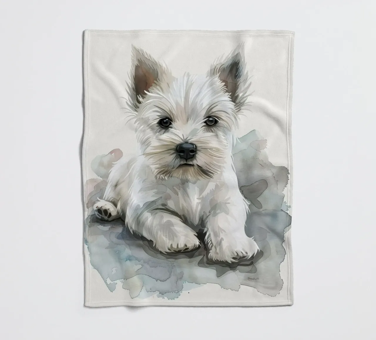 Mignon chiot blanc couché sur une surface douce et détendue plaid polaire de DesignDoodle