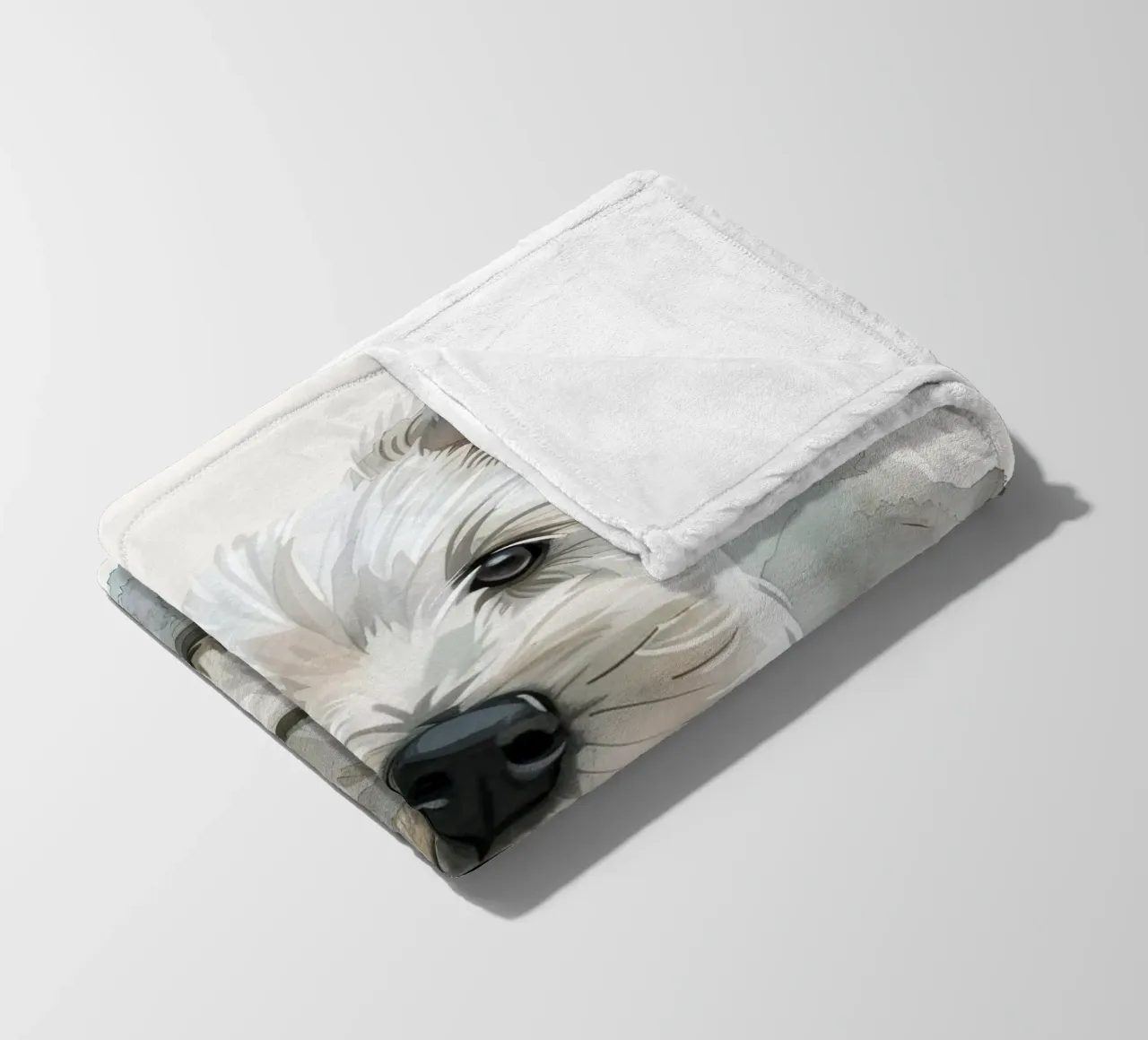 Mignon chiot blanc couché sur une surface douce et détendue plaid polaire de DesignDoodle