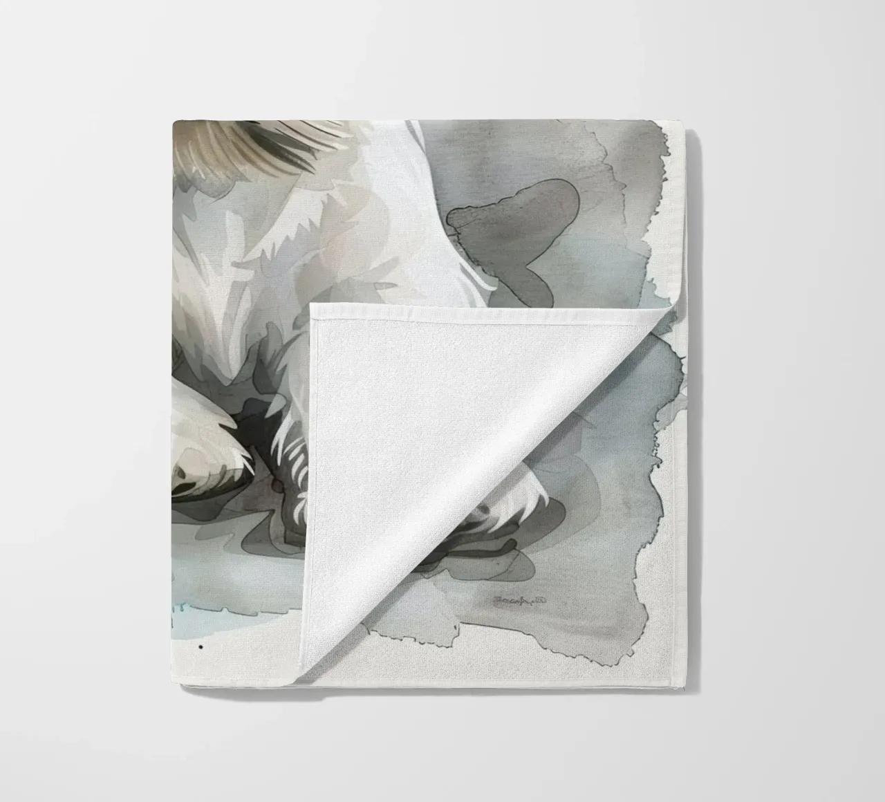 Mignon chiot blanc couché sur une surface douce et détendue serviette de plage de DesignDoodle
