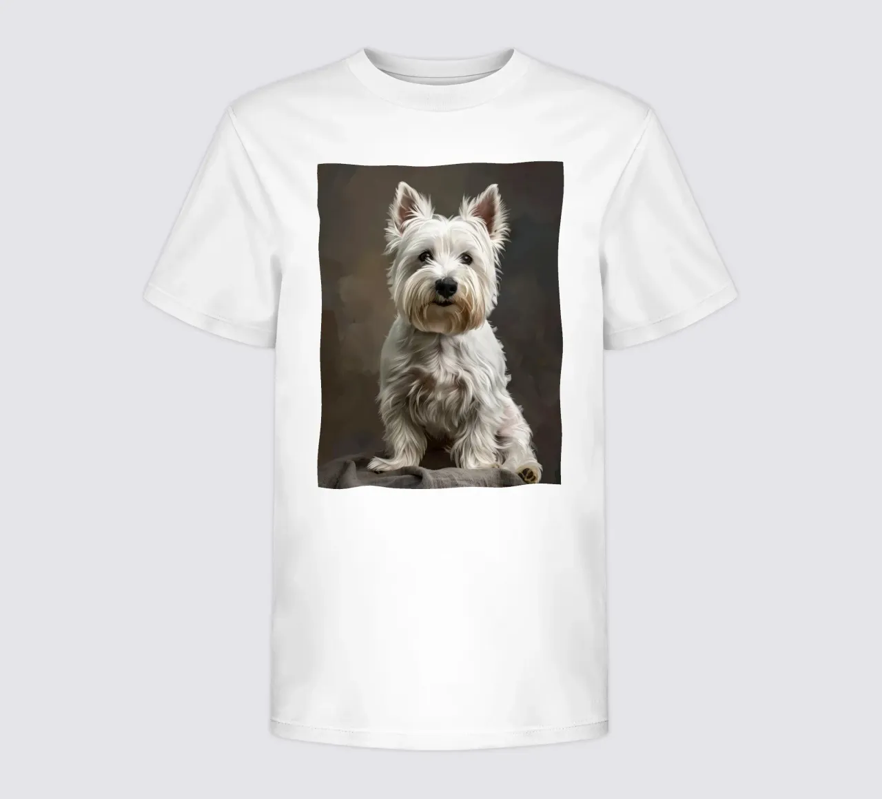 Cane bianco di piccola taglia con pelo lungo posa con sicurezza t-shirt bambini da DesignDoodle