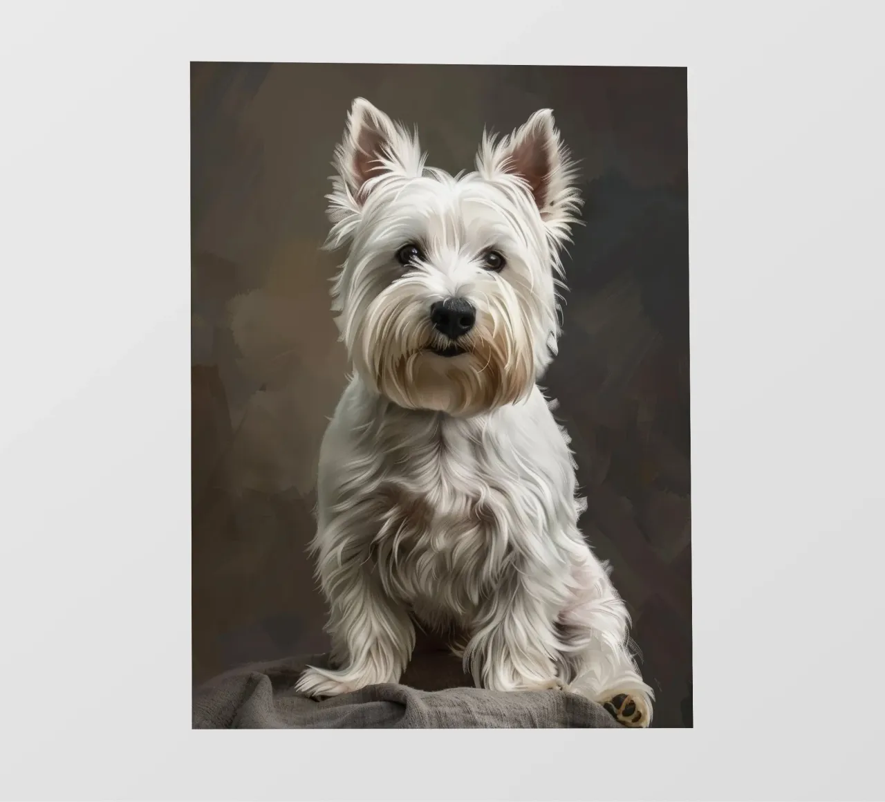 Small white dog with long fur poses confidently photo wallpaper by DesignDoodle
