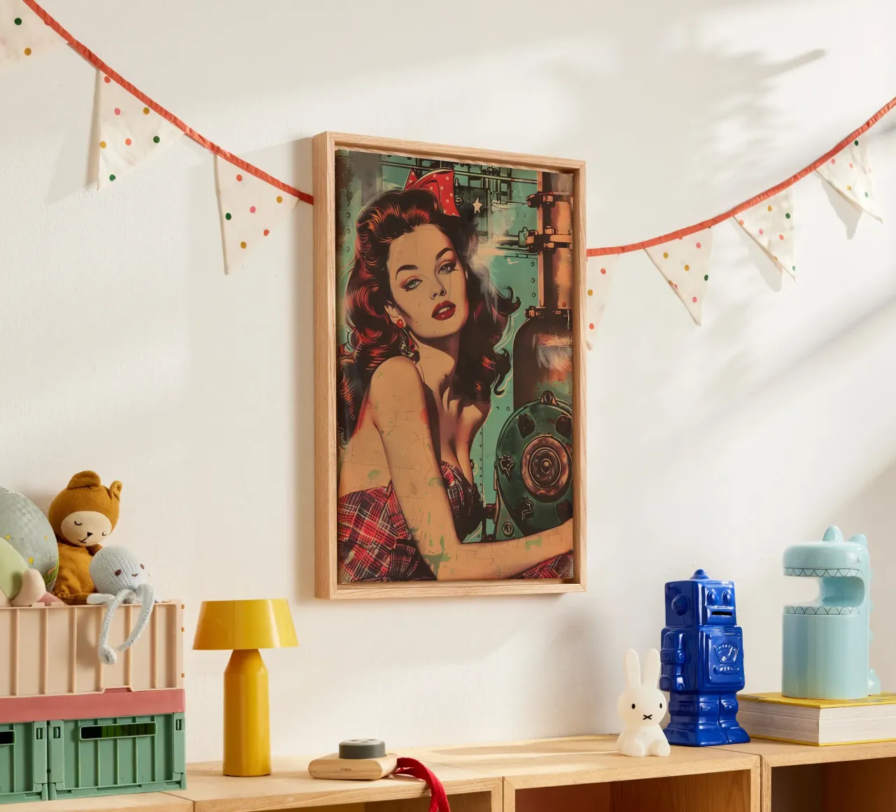 Pin-Up Heropleving canvas met Baklijst van Artful Muse