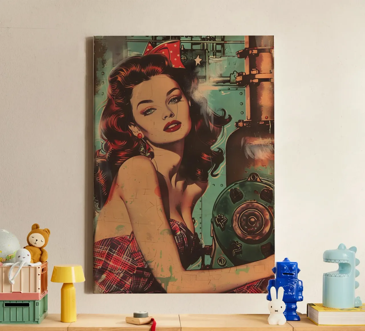 Pin-Up Heropleving canvas met Baklijst van Artful Muse