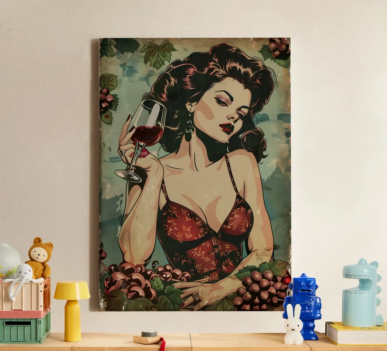 Pin-Up Heropleving canvas met Baklijst van Artful Muse