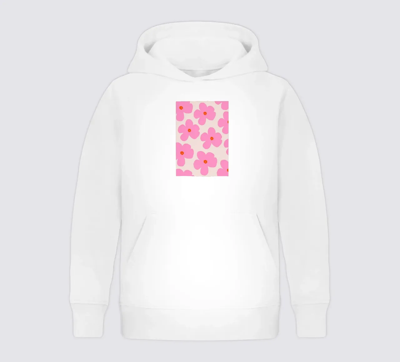 Pink Retro Flower Pattern Print kids hoodie by The Art Club