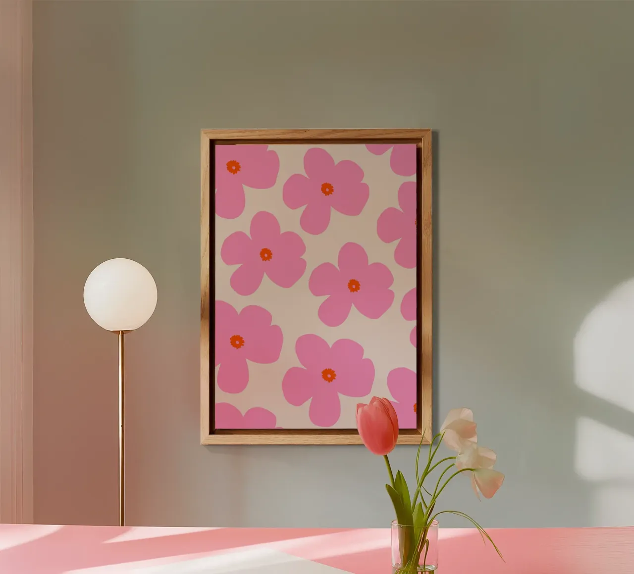 Stampa floreale retrò rosa pannello forex da The Art Club