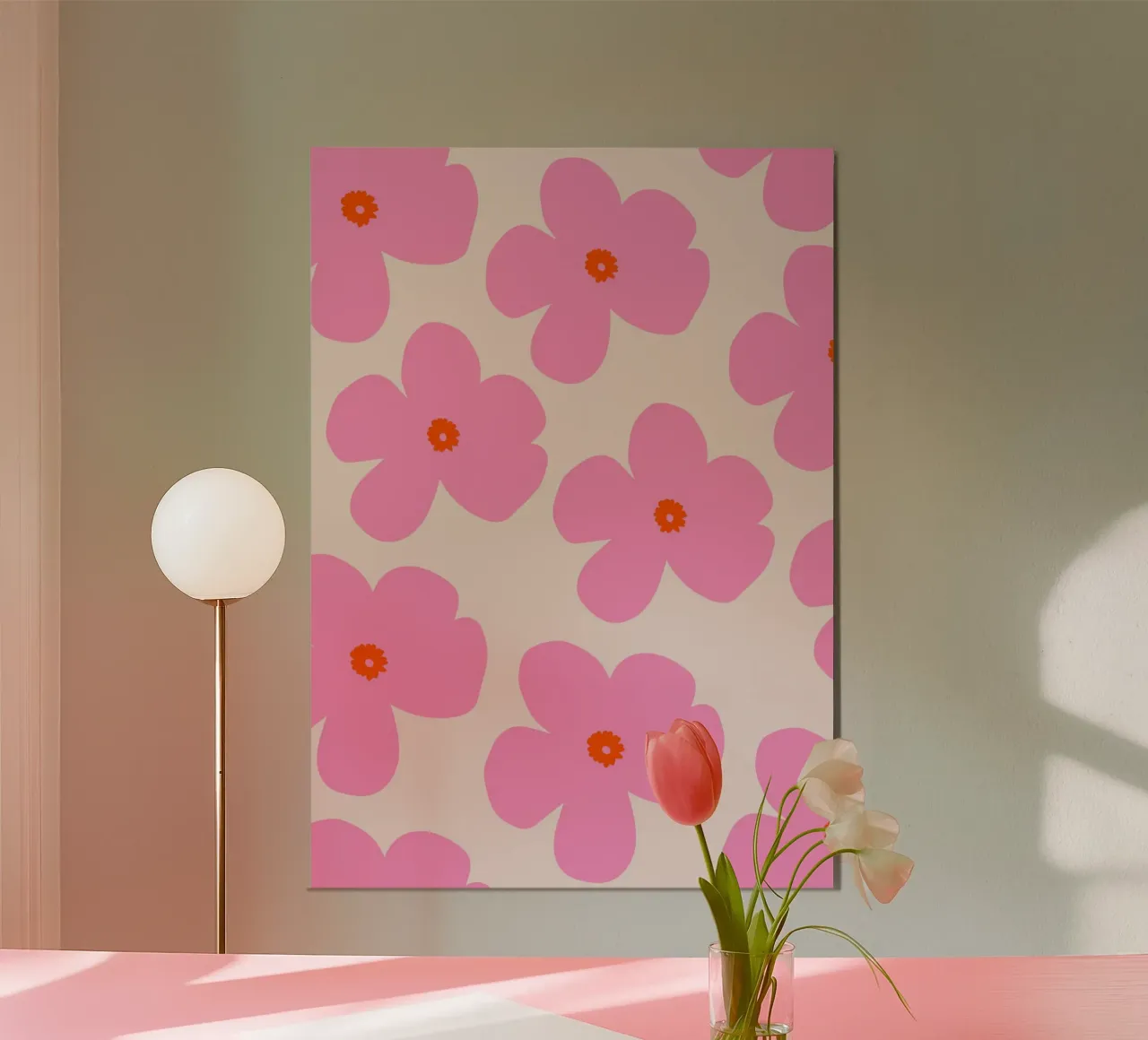 Imprimé rétro rose à motif de fleurs hahnemühle de The Art Club
