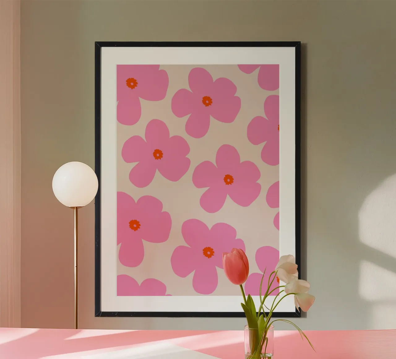 Imprimé rétro rose à motif de fleurs hahnemühle de The Art Club
