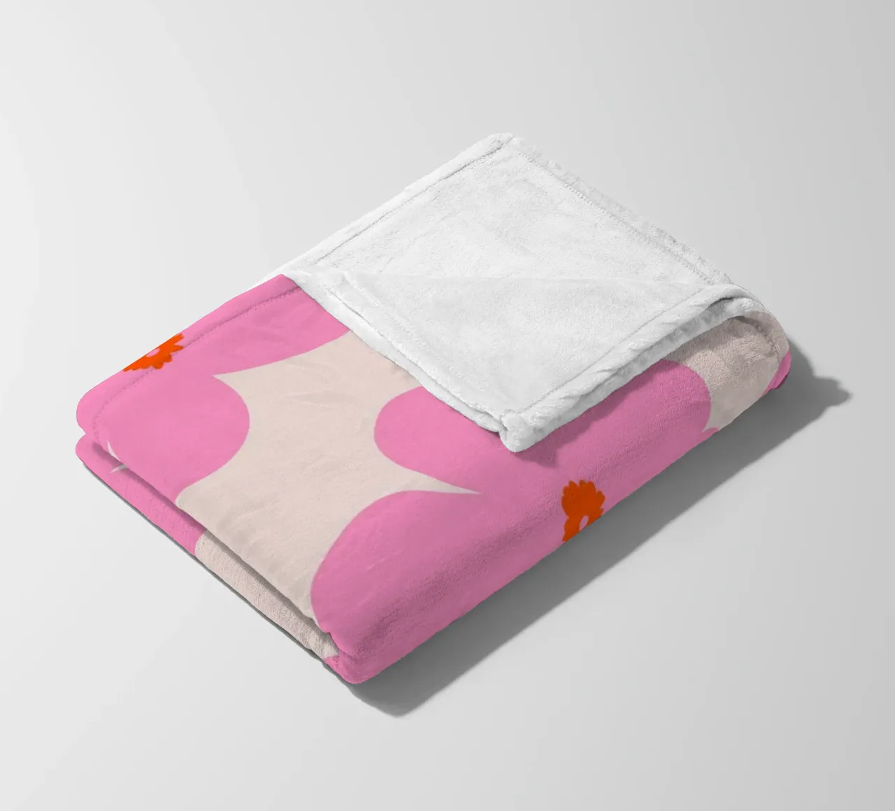 Pink Retro Flower Pattern Print fleece blanket by The Art Club