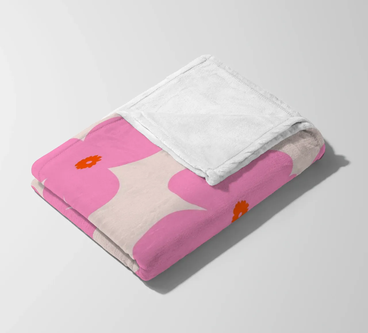 Pink Retro Flower Pattern Print fleece blanket by The Art Club