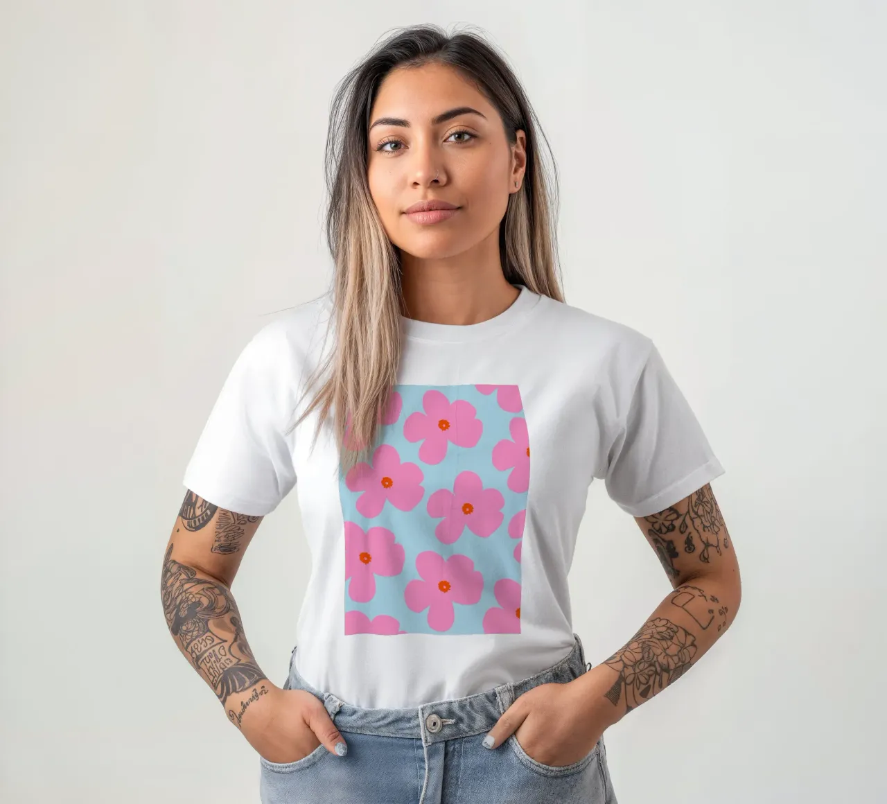 Bold Floral Art with Red Centers t-shirt by The Art Club