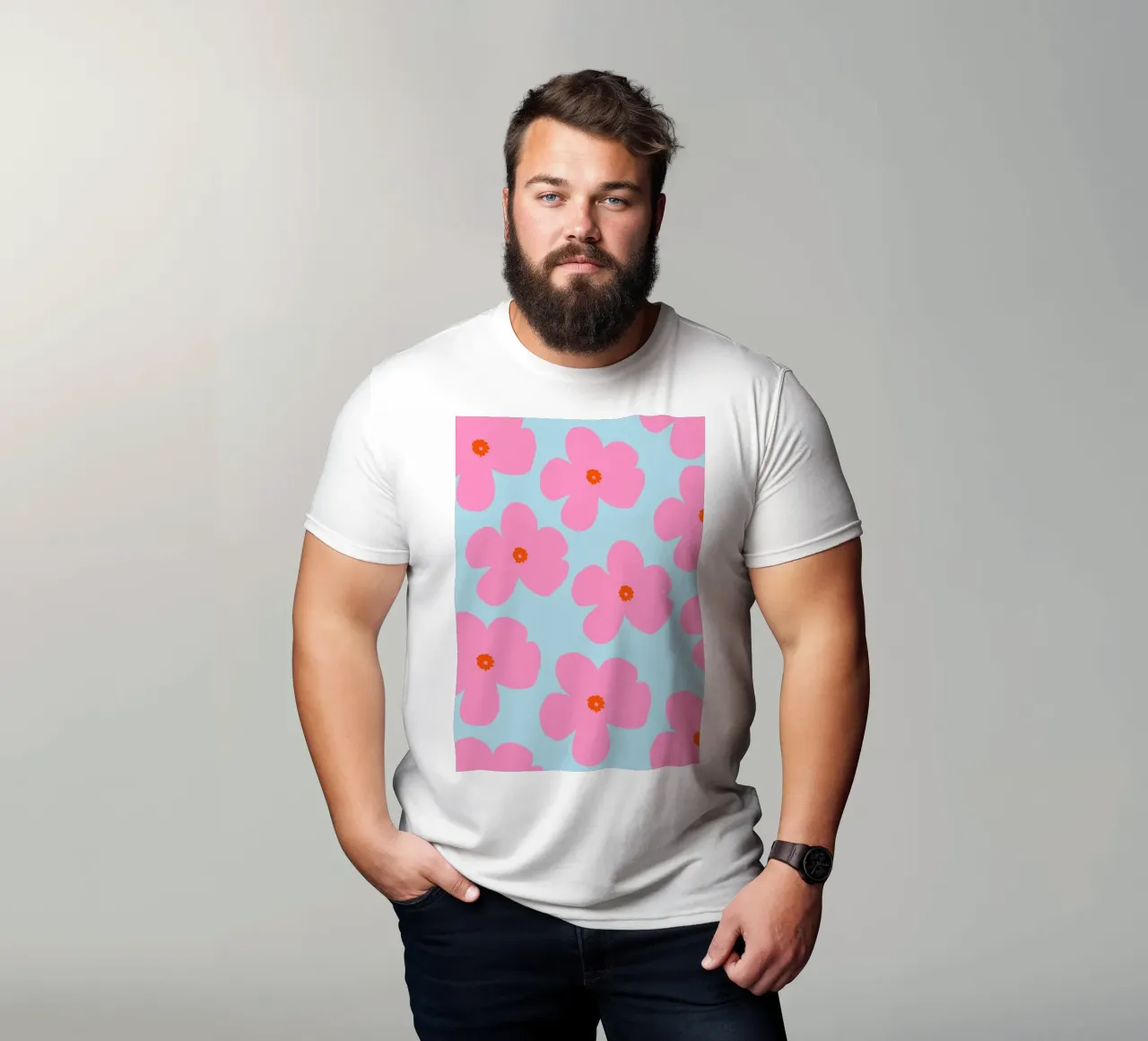 Bold Floral Art with Red Centers t-shirt by The Art Club