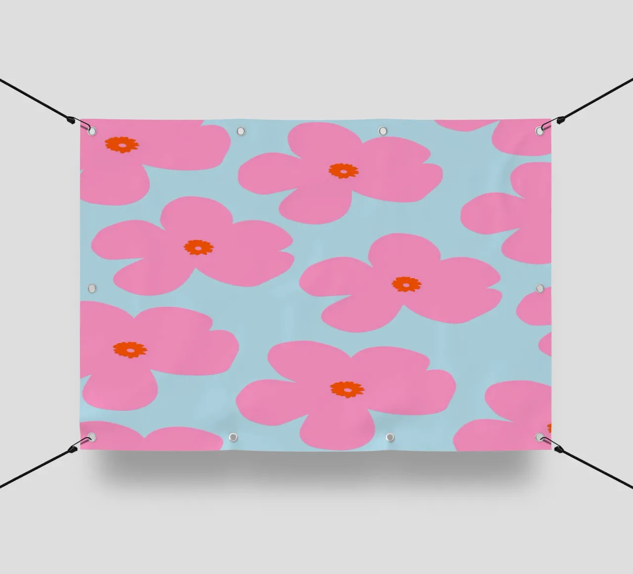 Arte floreale in grassetto con centro rosso telo in pvc da The Art Club