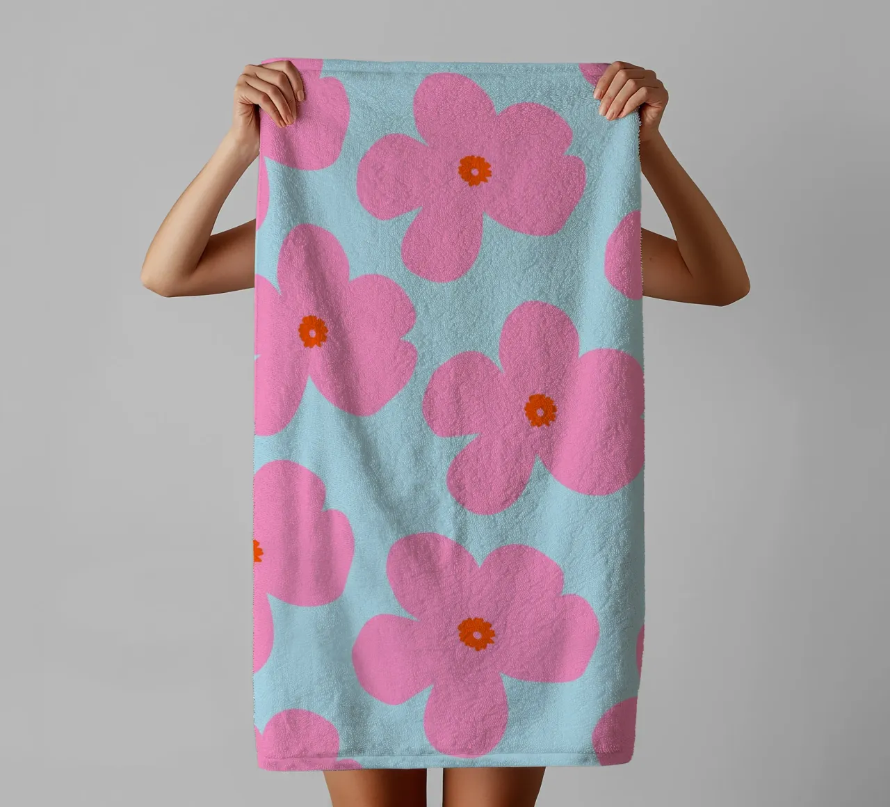 Bold Floral Art with Red Centers towel by The Art Club
