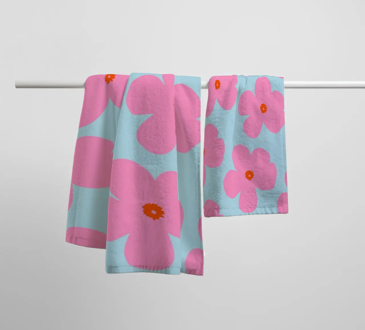 Bold Floral Art with Red Centers towel by The Art Club