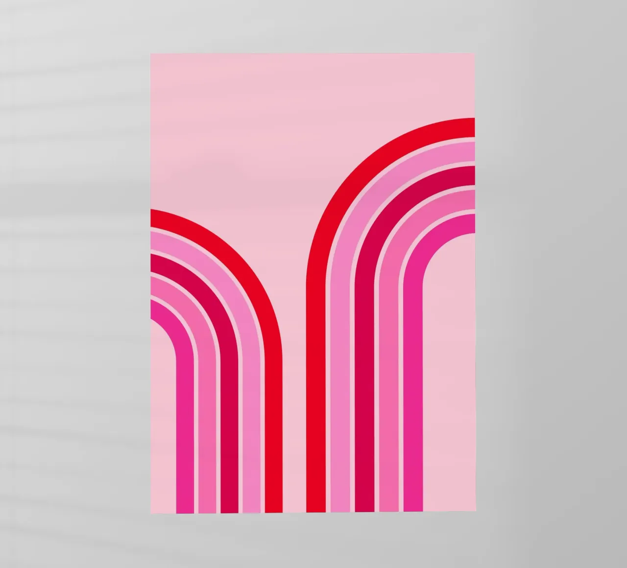 Retro Regenboog Curve Abstract in Roze en Rode Tinten backlit folie van The Art Club