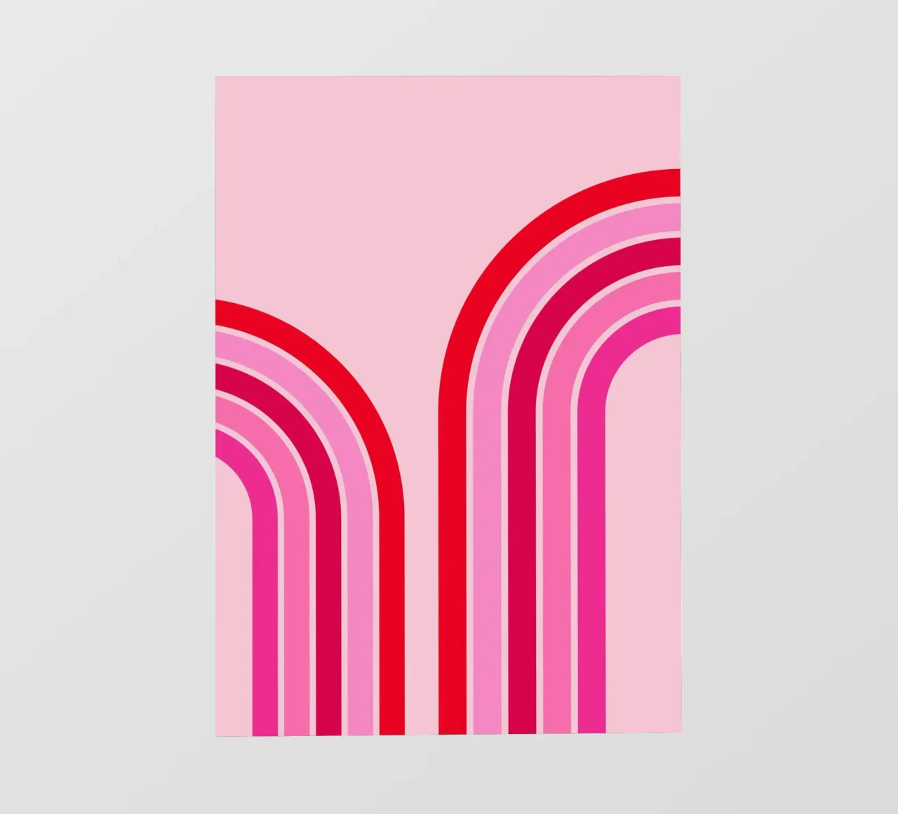 Retro Regenboog Curve Abstract in Roze en Rode Tinten backlit folie van The Art Club