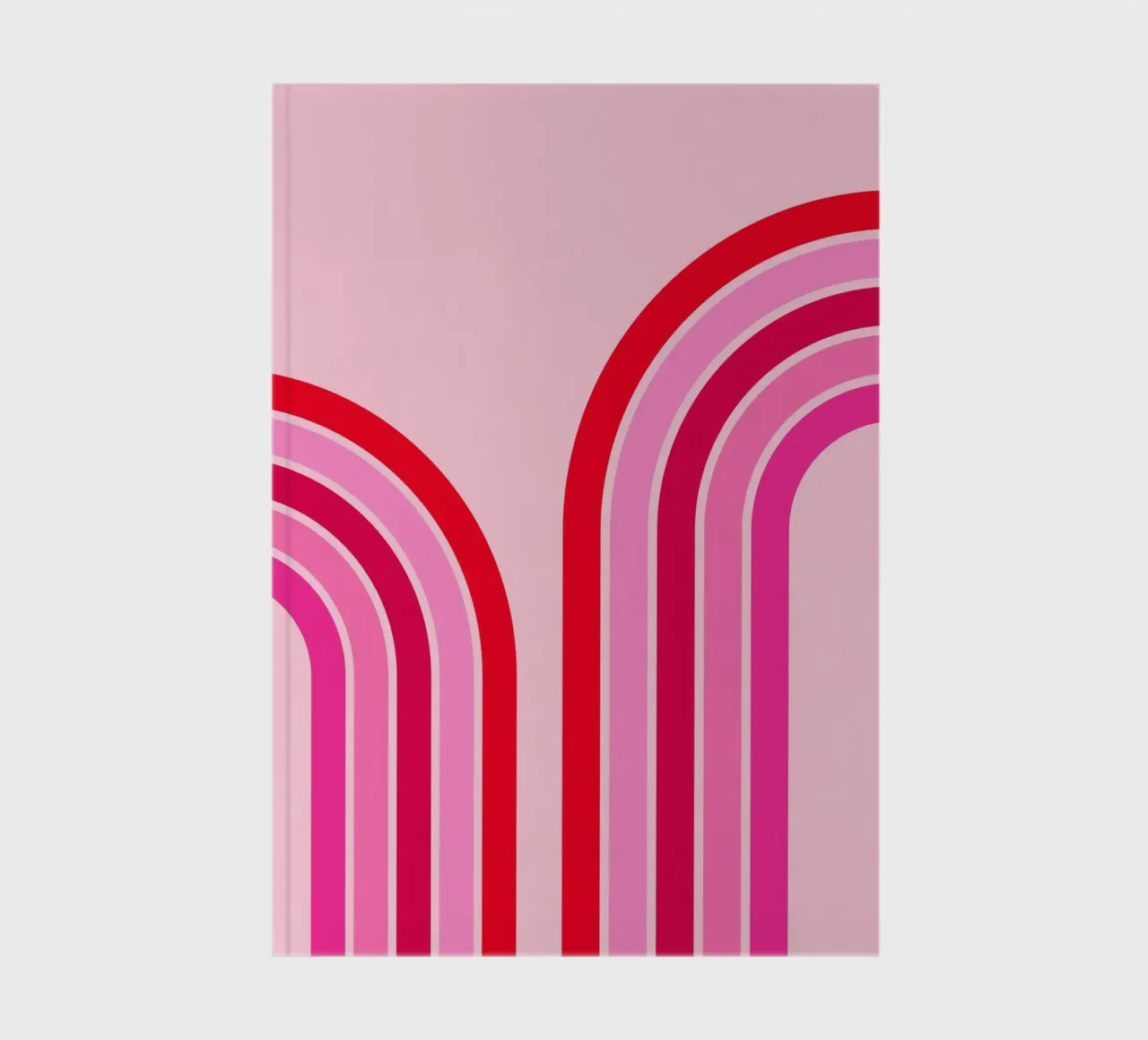 Retro Rainbow Curve Abstract in Pink and Red Tones notebook by The Art Club