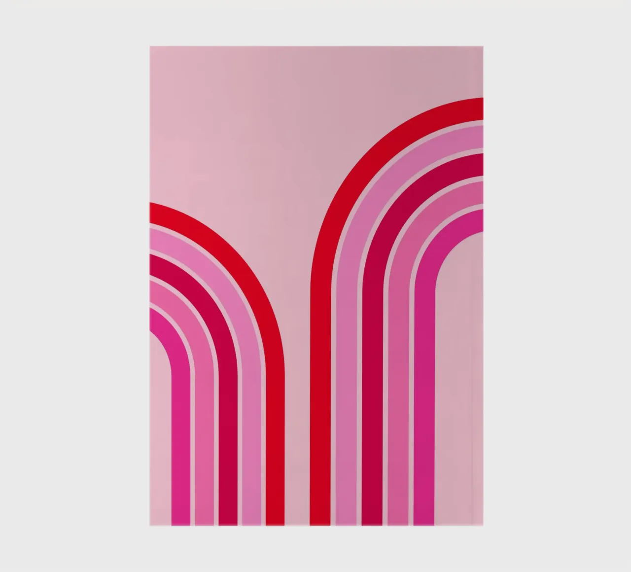 Retro Rainbow Curve Abstract in Pink and Red Tones notebook by The Art Club